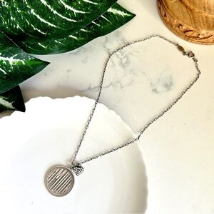 AMOUR Catherine Popesco Necklace Rhinestone Heart Charm Silver Necklace France